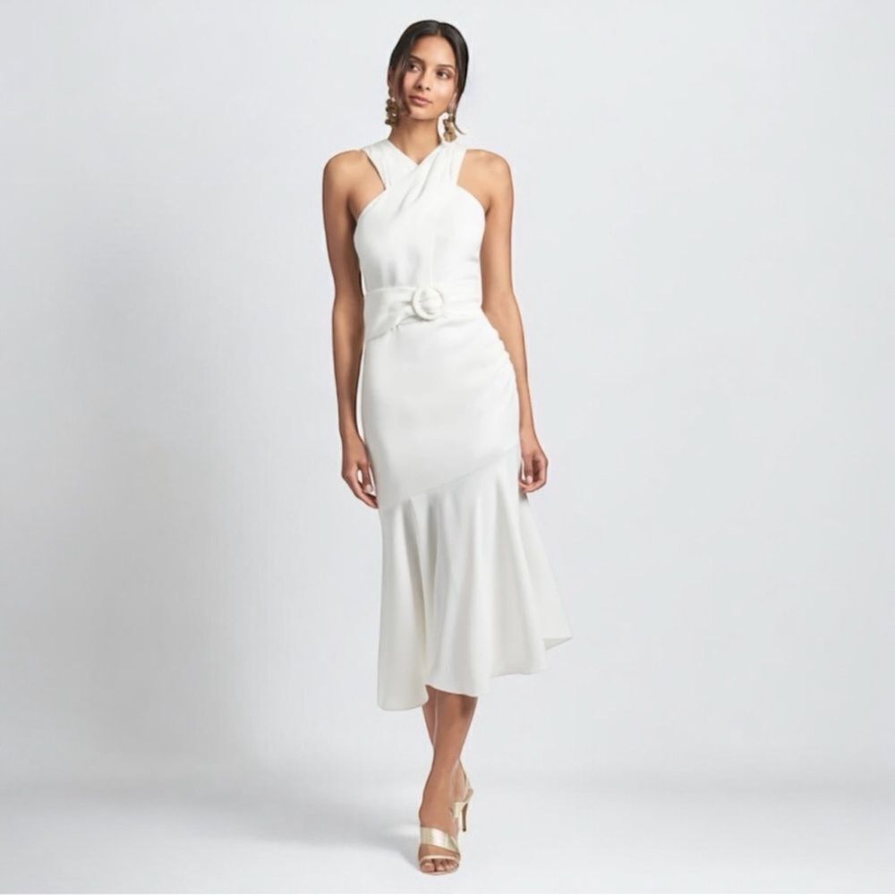 Sachin + Babi Naomi Halter Sheath Midi
Dress in Ivory Coast-B7